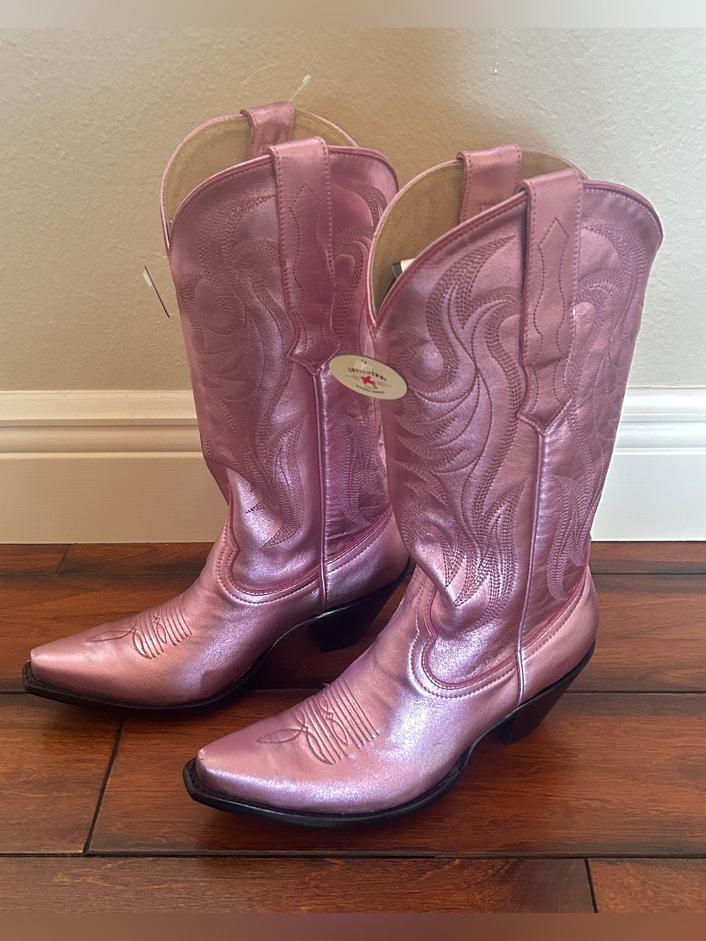 NWT Idyllwind Tickled Pink Metallic Leather Cowboy Boots Size 7